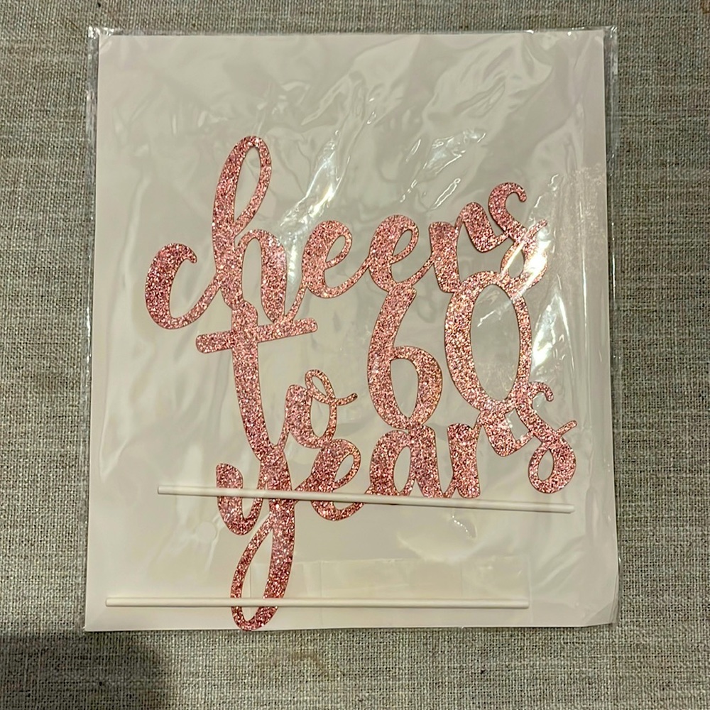 Cheers to 60 years cake topper birthday decorations. Brand new.